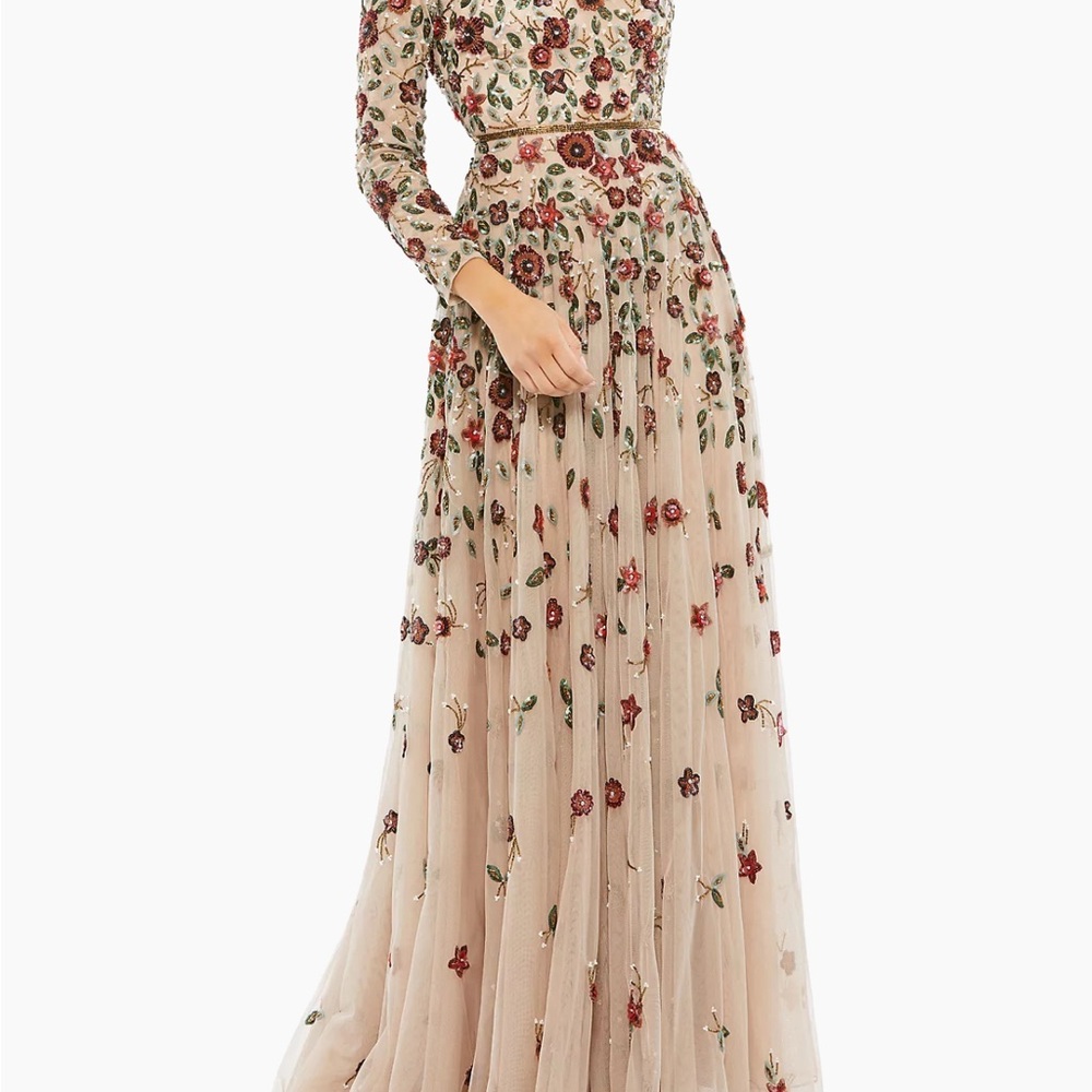 Floral Embroidered Sequin Formal Dress
